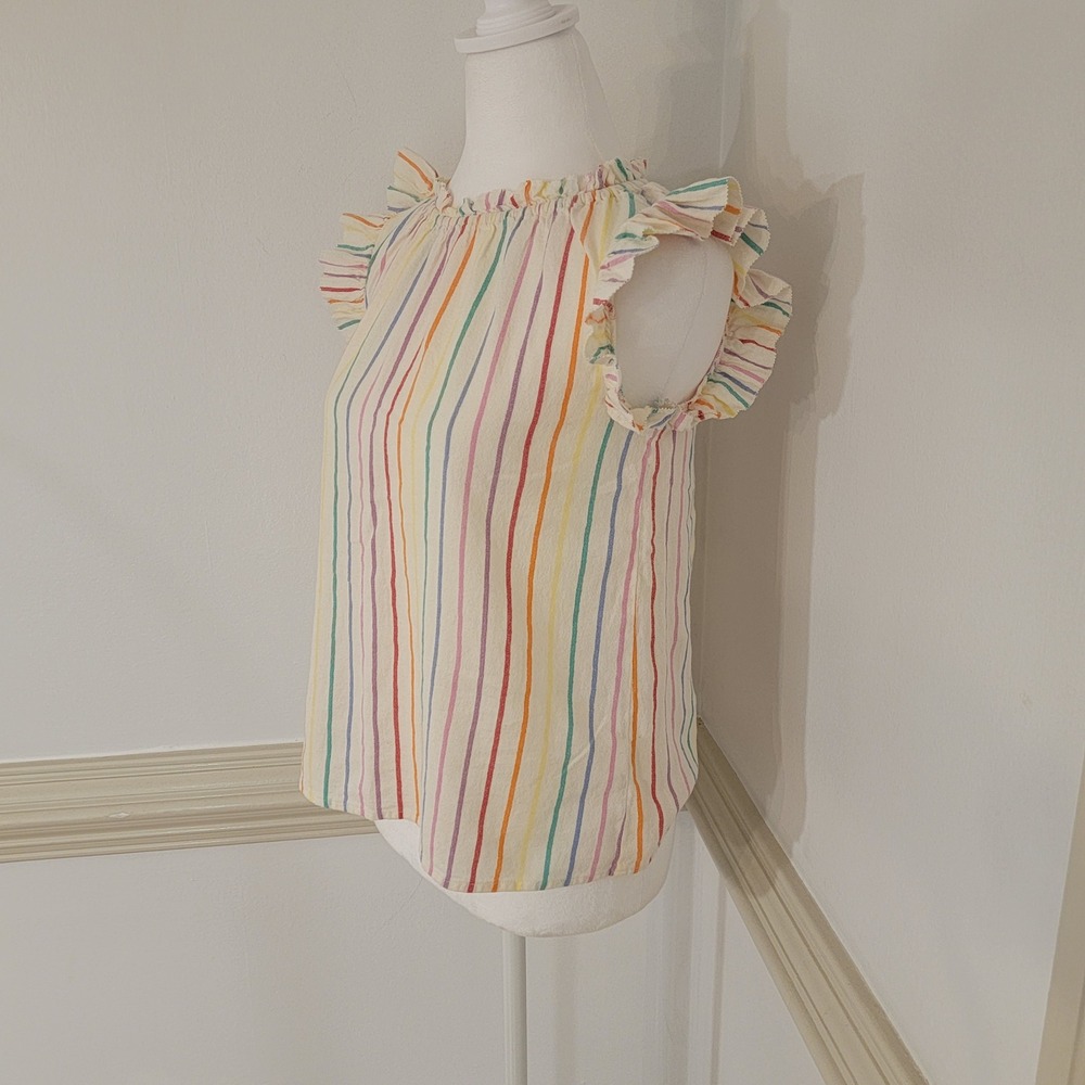 THML Ruffle Sleeve Blouse‎ Striped Boho Lightweight Womens XS Multicolor Top - Picture 3 of 9